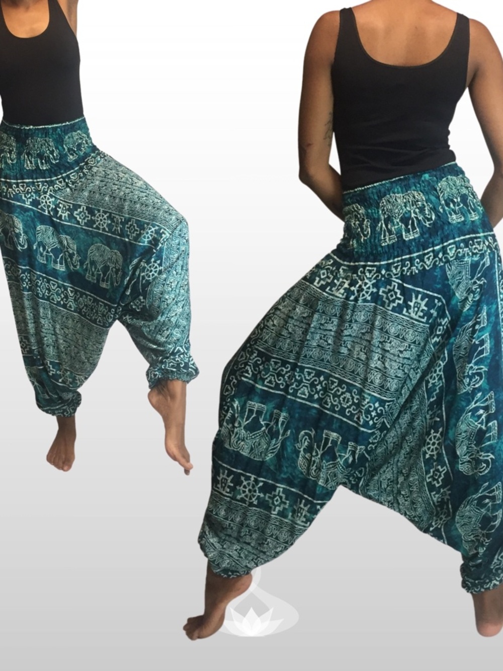 Harem Pants  Convert to Jumpsuit  | Light and Fluid | Jumper | Elephant Pattern